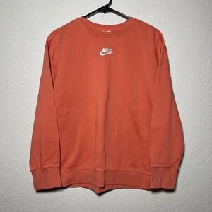 Nike Pullover Crewneck Center Swoosh Logo Sweatshirt Youth XL Orange Y2K